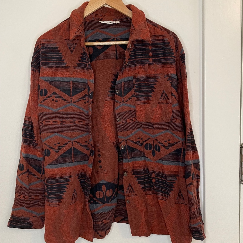 Mountain and Isles Dark Red Button Down